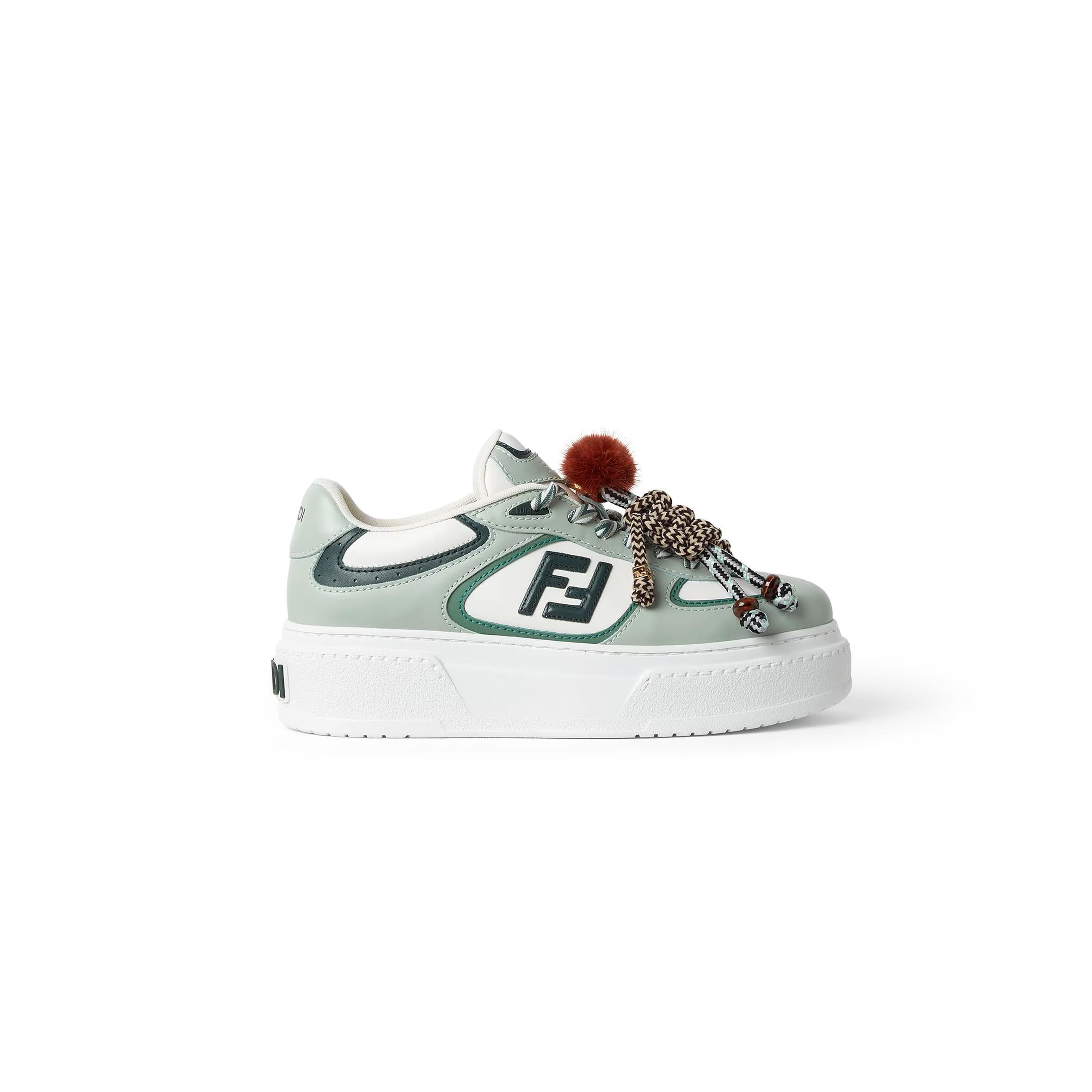F**di match low top platform shoes in green leather 8e8721ay9nf1to5